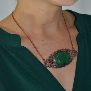 TVD Green Aventurine Copper Electroform Necklace